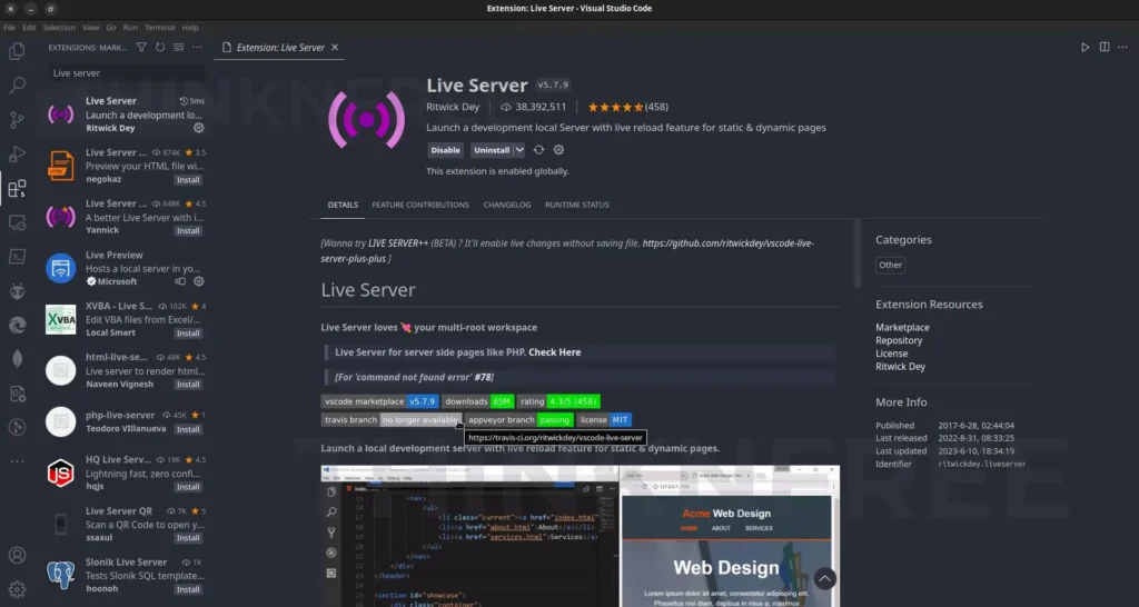 live server vscode