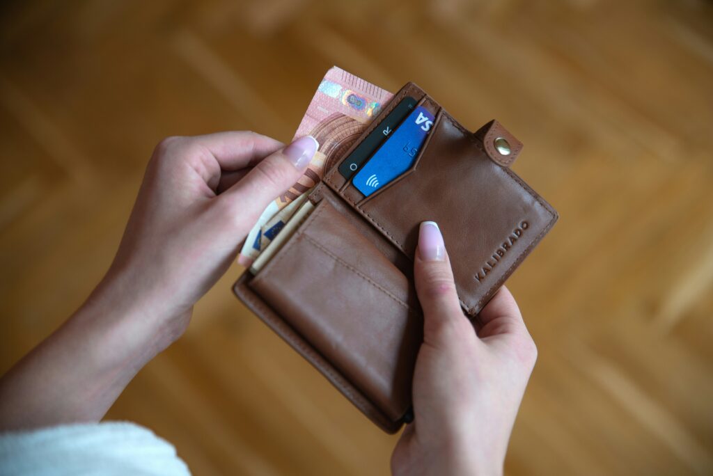 Wallet with money and credit cards