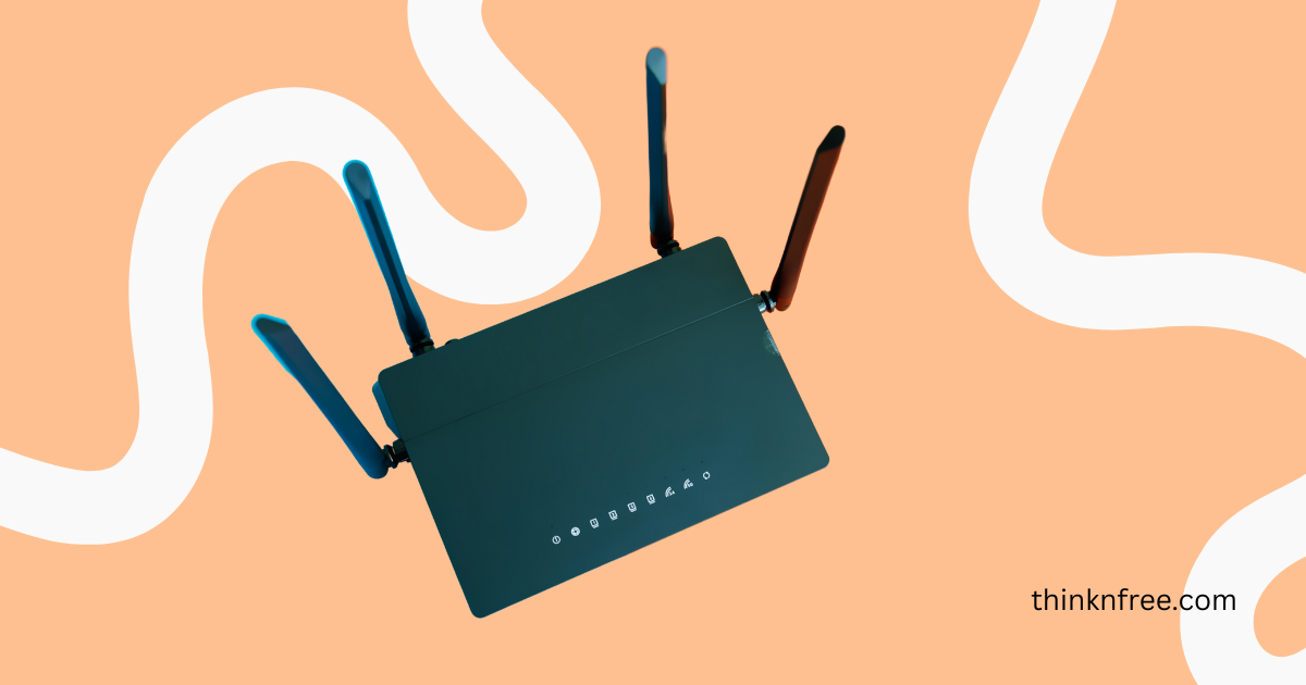 Modern Wi-Fi 6 router on an orange background representing high-speed wireless connectivity.