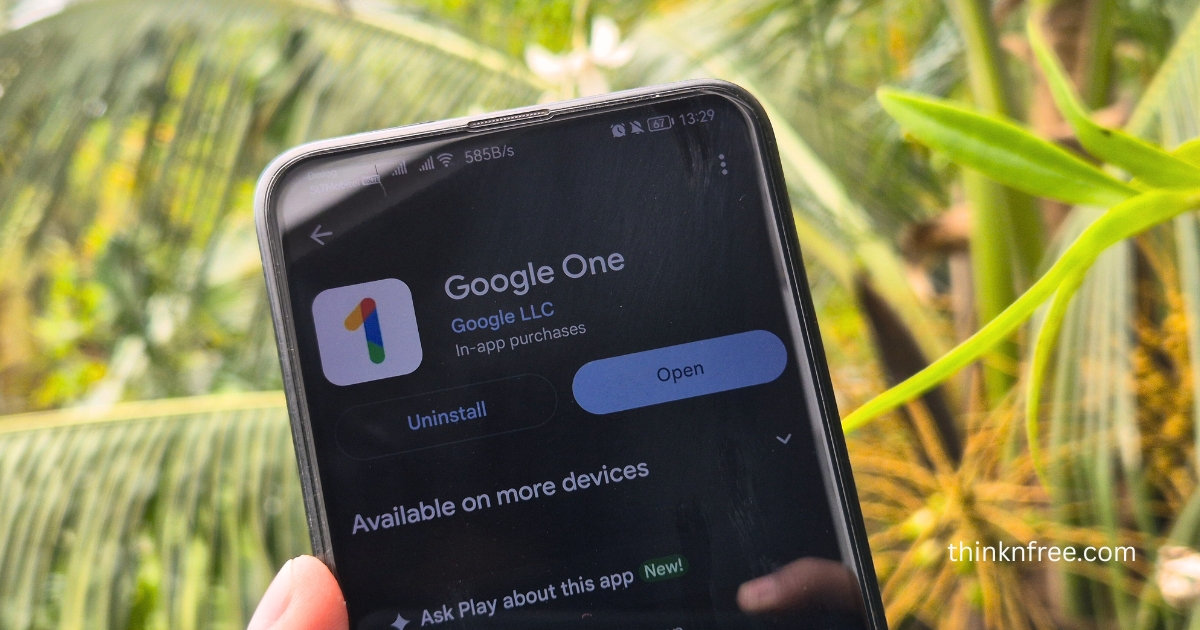 Google One app install screen on Google Play Store