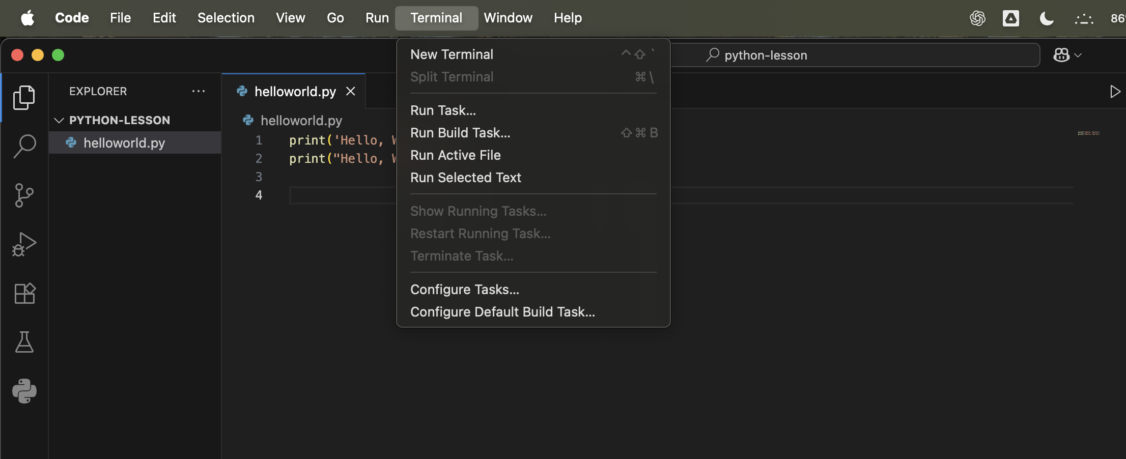 Open terminal in vscode