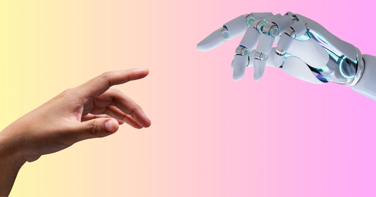 Artificial Intelligence Versus Machine Learning Robotic hand and real hand