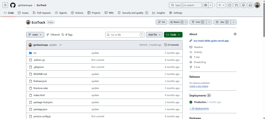 GitHub repository interface